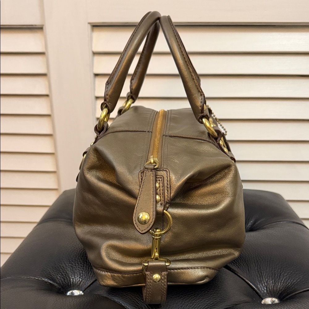 Coach Metallic Leather Satchel | Brass Hardware | Vintage Style | Bronze - Picture 6 of 9